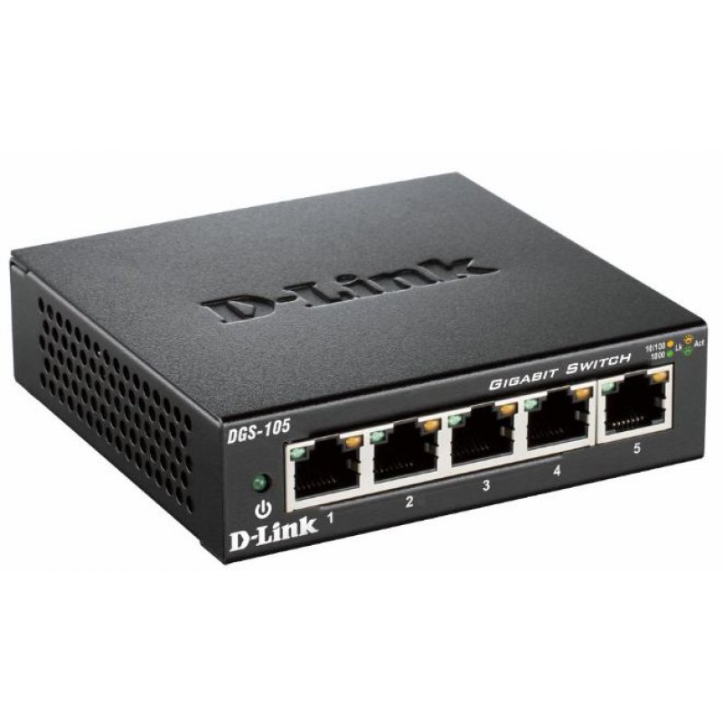 Switch réseau ethernet Gigabit D-Link DGS-105/E - 5 ports (Métal)