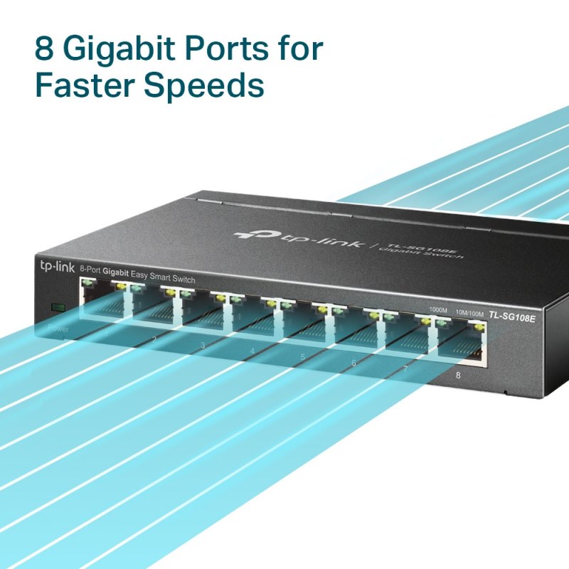 Switch réseau ethernet Gigabit TP-Link compatible TL-SG108E - 8 ports
