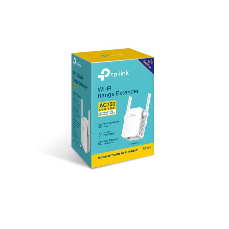 TP-Link RE205 V3 prolongateur réseau Répéteur réseau Blanc 10, 100 Mbit/s