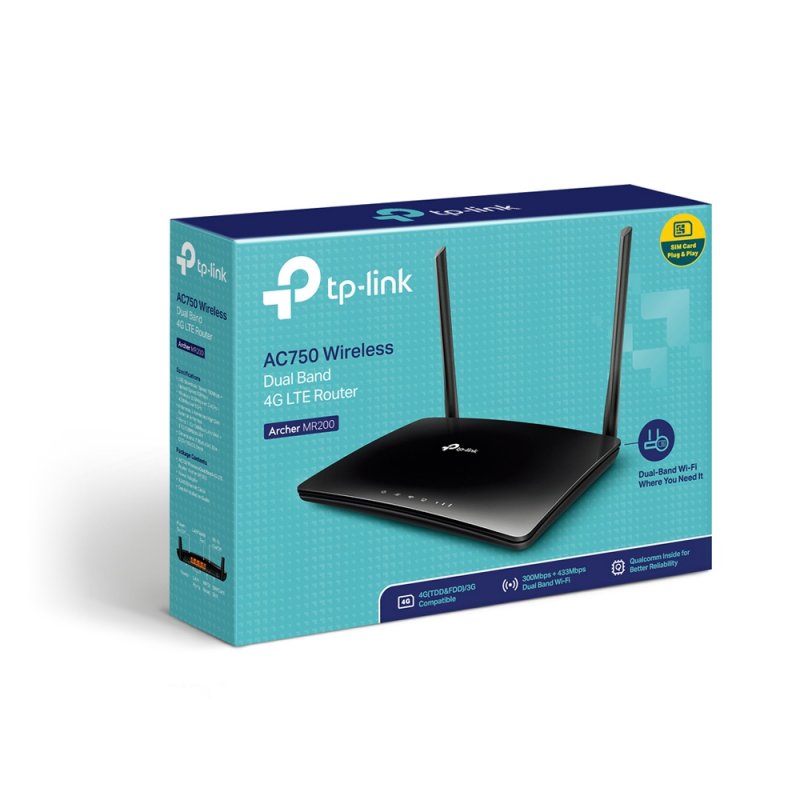 TP-Link Archer MR200 routeur sans fil Fast Ethernet Bi-bande (2,4 GHz / 5 GHz) 4G Noir