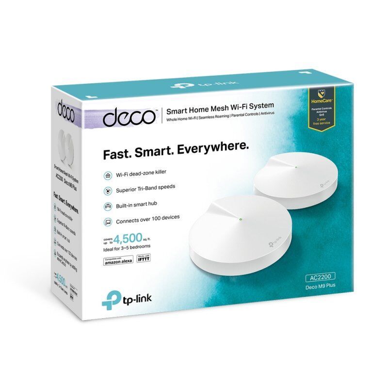 Système WiFi Mesh TP-Link compatible Deco M9 Plus AC2200 (2 pièces)