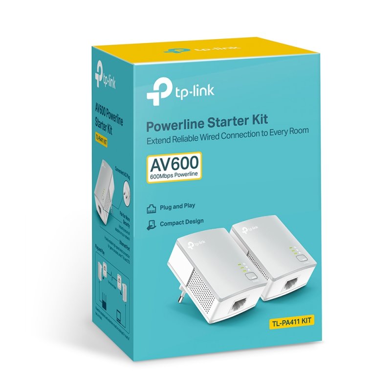 Kit 2x Adaptateurs CPL TP-Link compatible TL-PA411KIT AV 600 Mbits