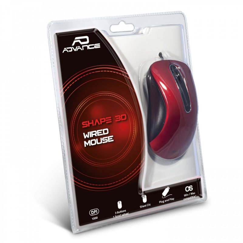 ADVANCE Shape 3D souris Ambidextre USB Type-A Optique 1000 DPI