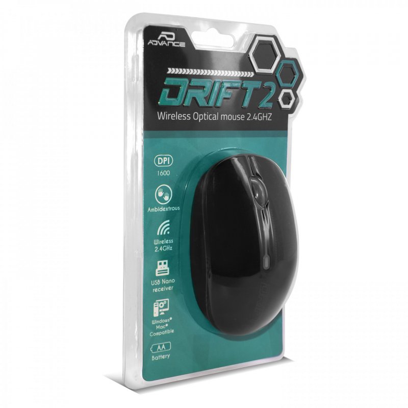 Souris sans fil Advance compatible Drift 2 (Noir)