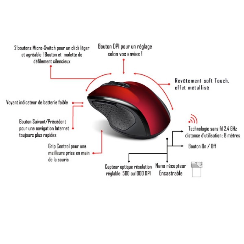 Shape 6D Wireless Mouse (rouge)