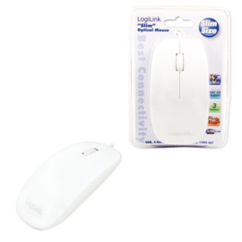 Souris filaire LogiLink compatible ID0062 Slim (Blanc)