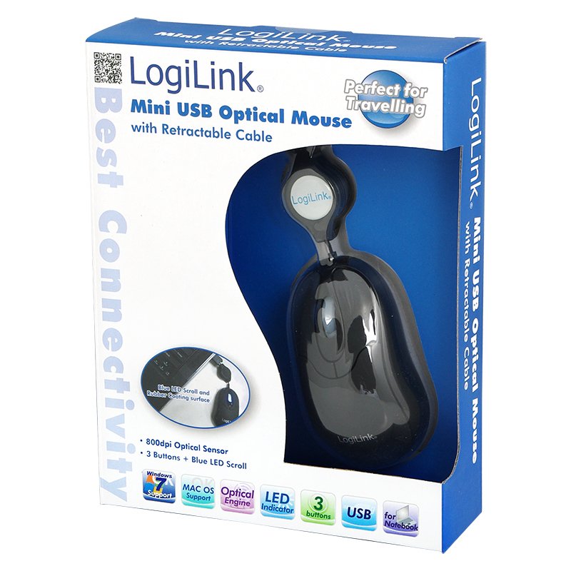 LogiLink compatible Mini souris optique pour notebook avec un câble