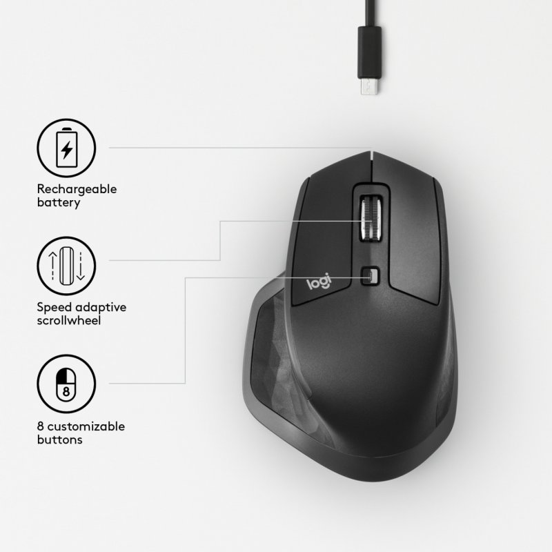 Souris sans fil Logitech MX Master 2S (Noir)