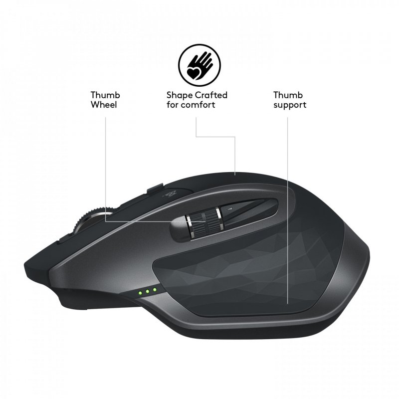 Logitech MX Master 2S - Maus - Bluetooth, 2.4 GHz - Graphite