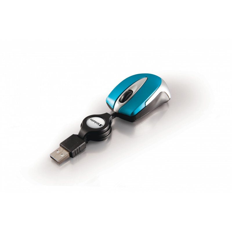 Mini Souris filaire pour portable (rétractable) Verbatim compatible Go Mini Optical Travel (bleu)