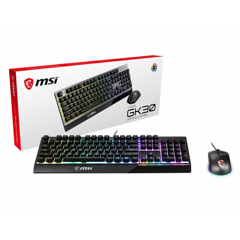 MSI VIGOR GK30 COMBO RGB MEMchanical Gaming Keyboard + Clutch GM11 Gaming Mouse ' FR Layout, 6-Zone RGB Lighting Keyboar