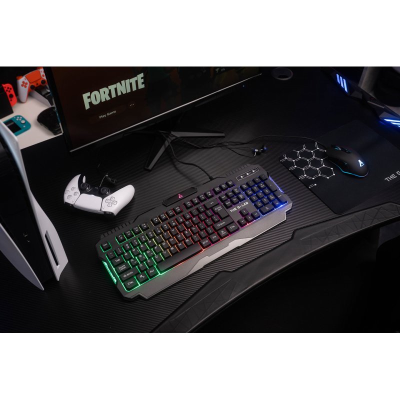 The G-Lab Combo Helium clavier Souris incluse USB AZERTY Français Noir