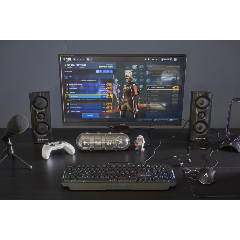 The G-Lab Combo Helium clavier Souris incluse USB AZERTY Français Noir