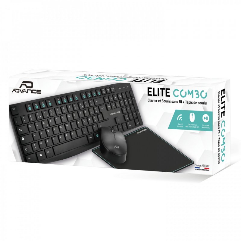 ADVANCE ELITE COMBO keyboard Mouse included RF Wireless QZERTY French Black