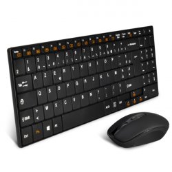 Pack Clavier - Souris Sans Fil Advance compatible Wireless Combo Extra Plat (Noir)