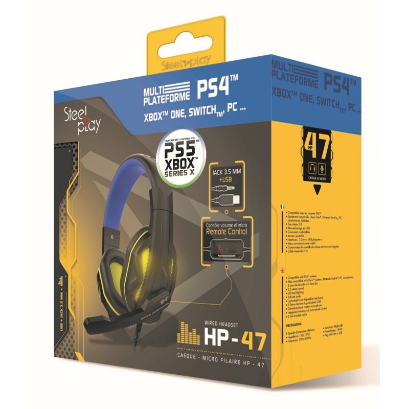 Casque Gaming Steelplay compatible HP47 RGB (Noir/Bleu)