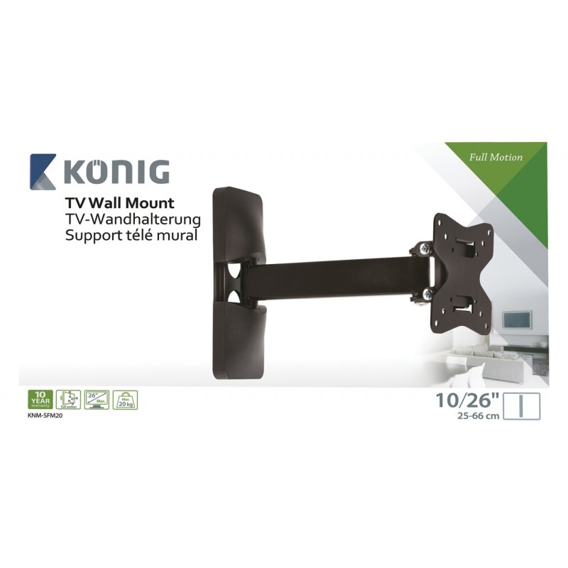 König KNM-SFM20 support pour téléviseur 66 cm (26") Noir