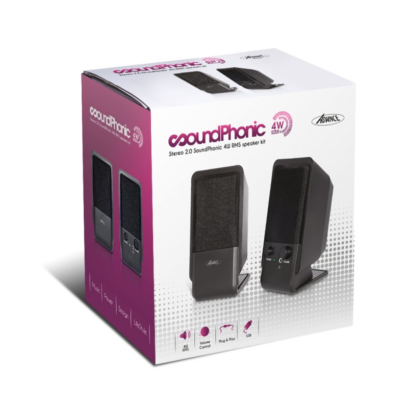 ADVANCE SoundPhonic 2.0 loudspeaker 2-way Black Wired 4 W