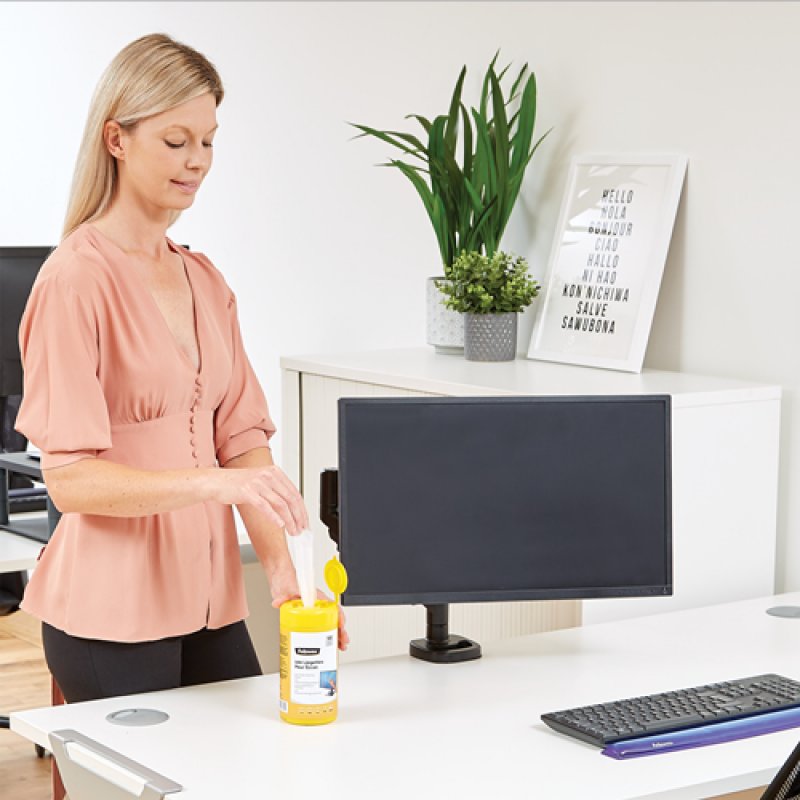 Boite Fellowes compatible de 100 lingettes nettoyantes pour ecran LCD, LED et Plasma