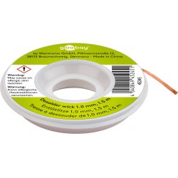 Goobay Desoldering Wire 1 mm for Removing Solder from Solder Joints, 1.5 m