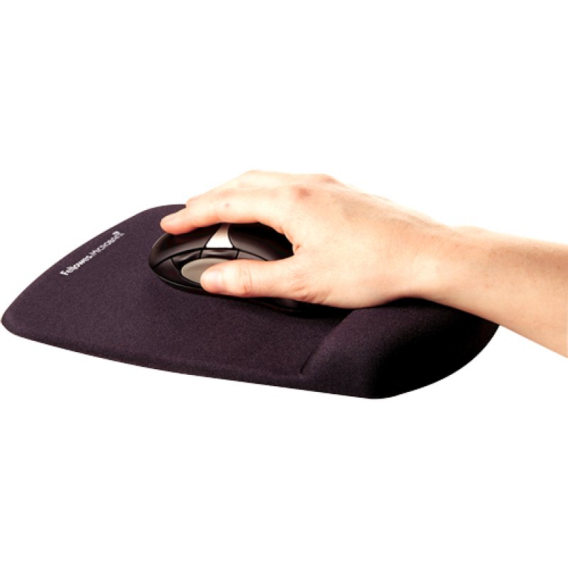 Tapis de souris avec repose poignet Fellowes compatible PlushTouch (Noir)