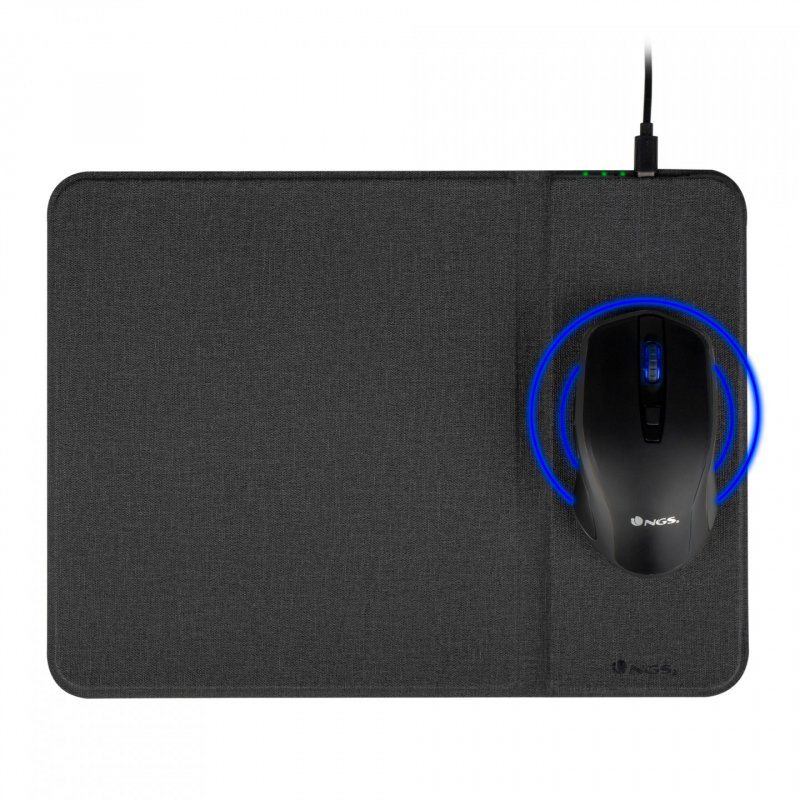 Tapis de souris NGS CruiseKit avec chargeur sans fil Qi et souris sans fil (Noir)