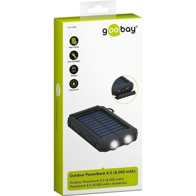 Goobay 49216 power bank Lithium Polymer (LiPo) 8000 mAh Black, Blue