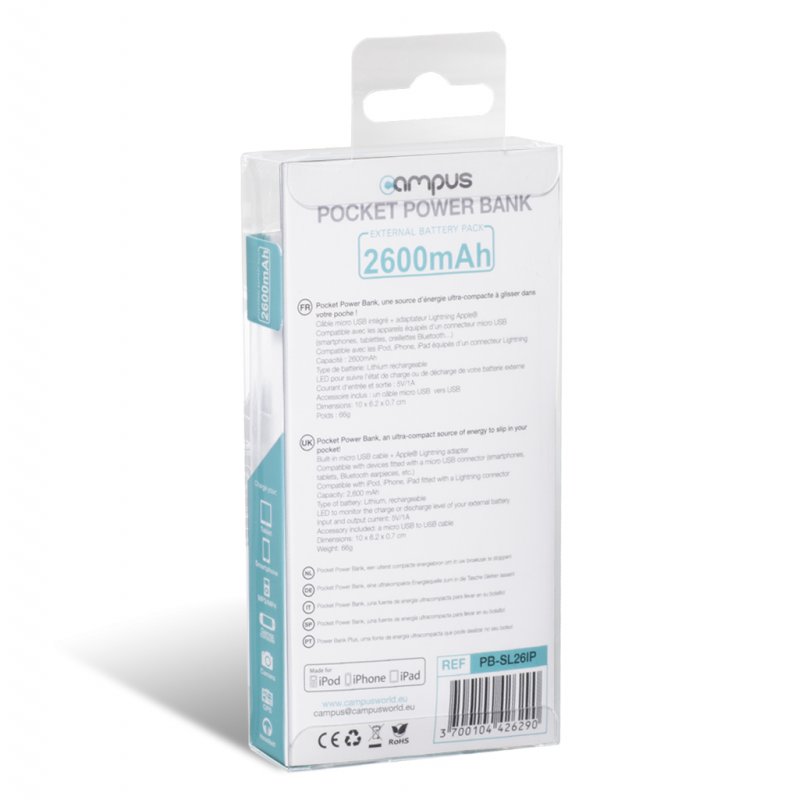 ADVANCE Campus Lithium 2600 mAh Blanc