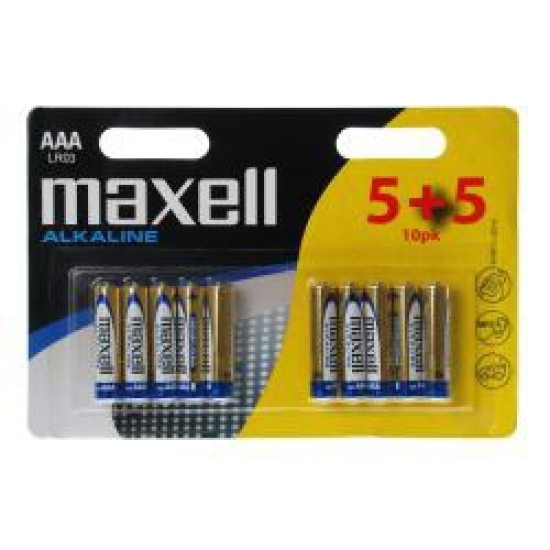 Pack de 10 piles Alcaline Maxell compatible AA 1,5V (R06)