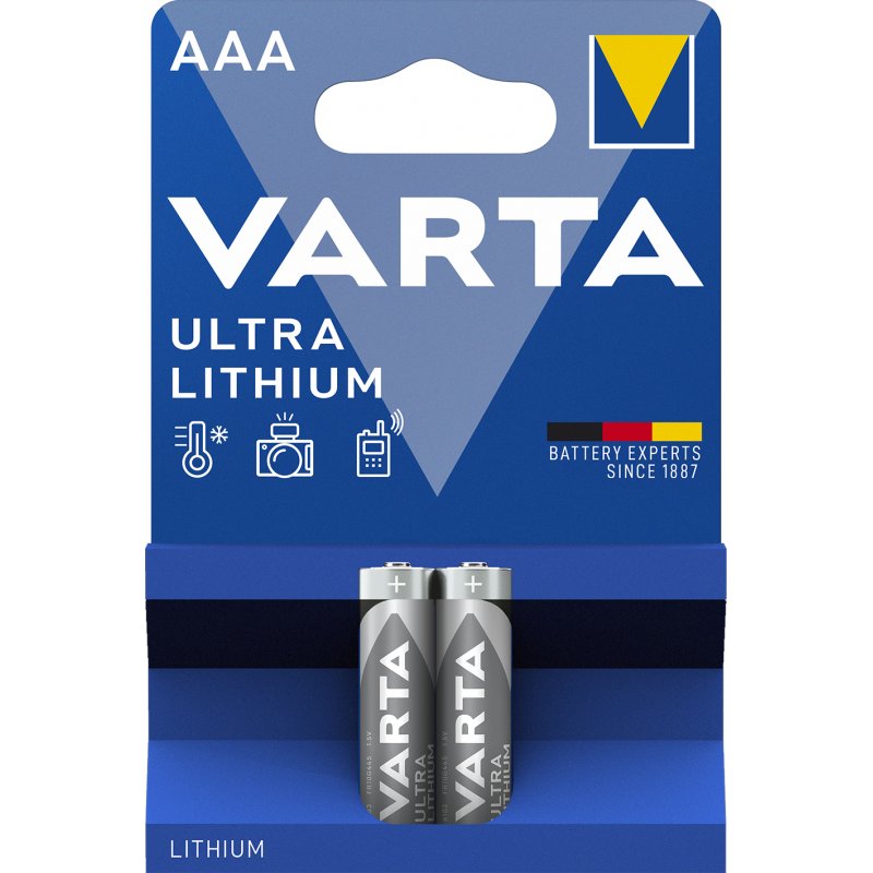 Lot de 2 piles Lithium Varta compatible type AAA 1,5V (R03)