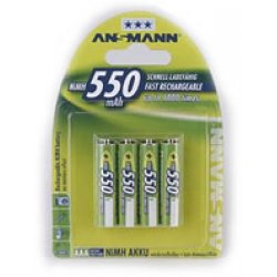 Lot de 4 piles rechargeables Ansmann type AAA 1,2V - 550 mAh (R03)