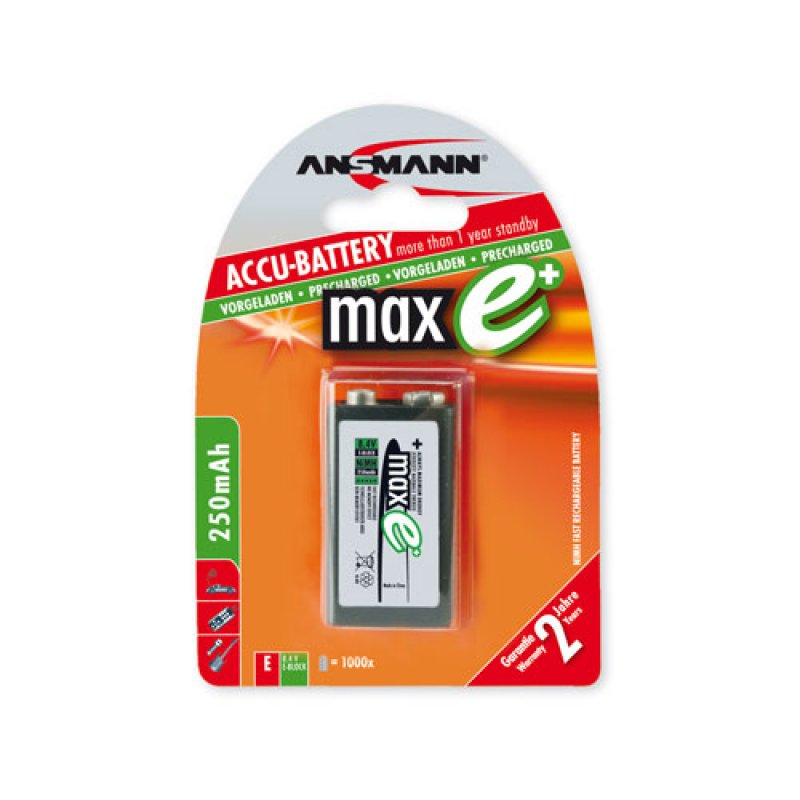 Pile rechargeable Ansmann maxE 9V 300mAh (6LR61)