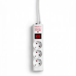 Multiprise Salicru compatible SPS Safe 3 - 3 prises + Interrupteur 1,5m (Blanc)