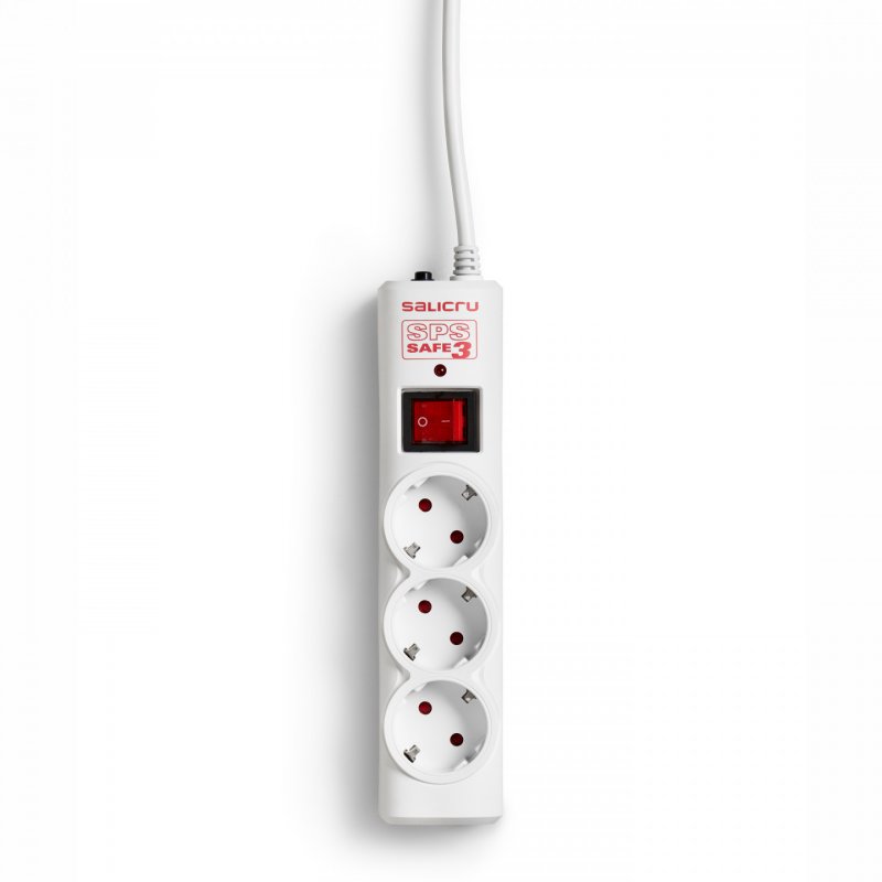 Multiprise Salicru compatible SPS Safe 3 - 3 prises + Interrupteur 1,5m (Blanc)