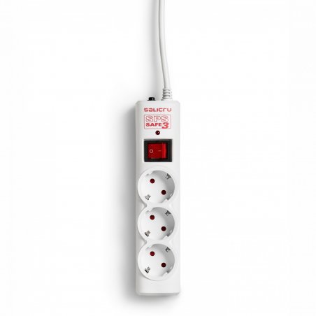 Multiprise Salicru compatible SPS Safe 3 - 3 prises + Interrupteur 1,5m (Blanc)