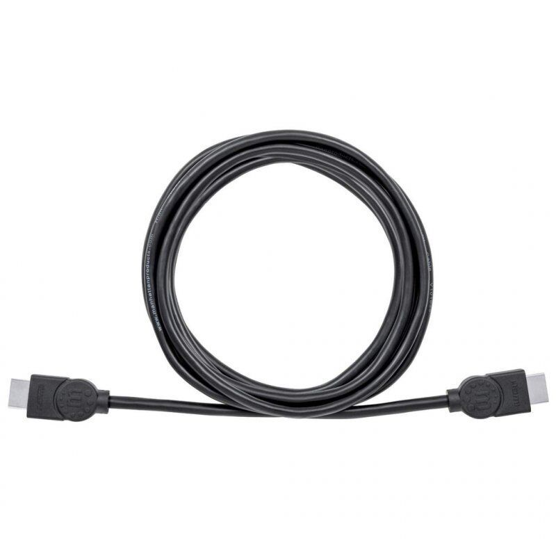 Manhattan HDMI Cable with Ethernet, 4K@30Hz (High Speed), 3m, Male to Male, Black, Equivalent to HDMM3MHS, Ultra HD 4k x
