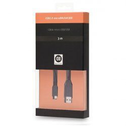 D2 Diffusion D2MICROUSB300 câble USB 3 m USB 2.0 USB A Micro-USB B Noir