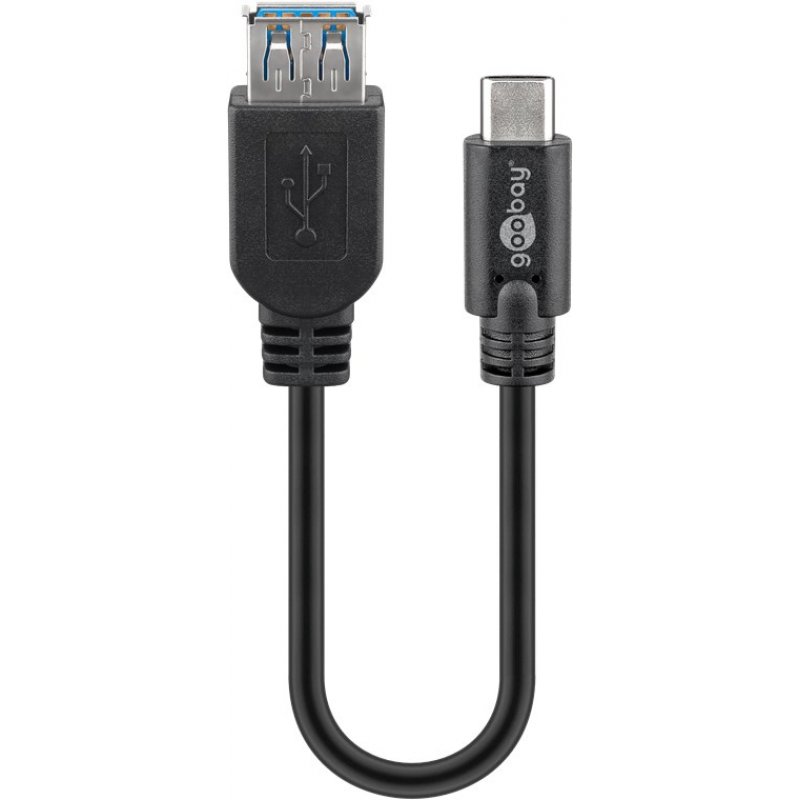 Cable Goobay compatible USB Type C vers USB 3.0 0,20m MF (Noir)