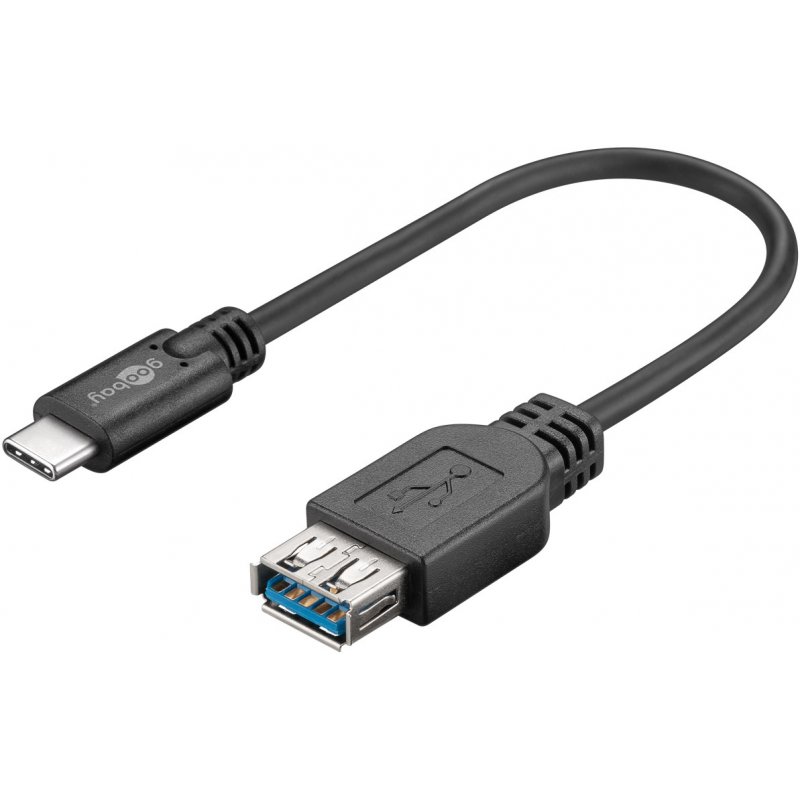 Goobay 67894 câble USB 0,2 m USB 3.2 Gen 1 (3.1 Gen 1) USB C USB A Noir