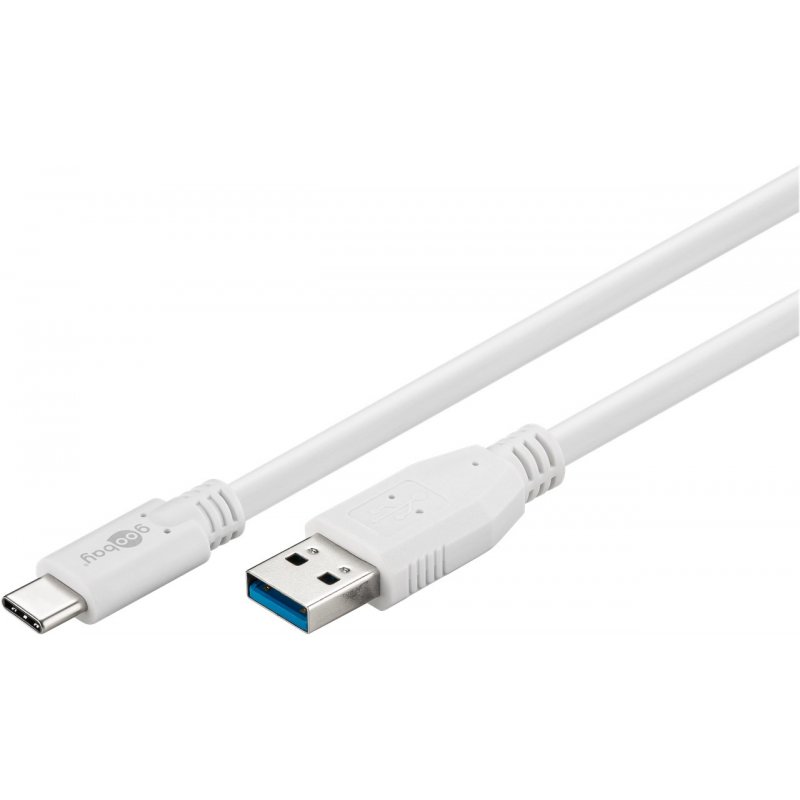 Goobay 67188 USB cable 1 m USB 3.2 Gen 1 (3.1 Gen 1) USB C USB A White