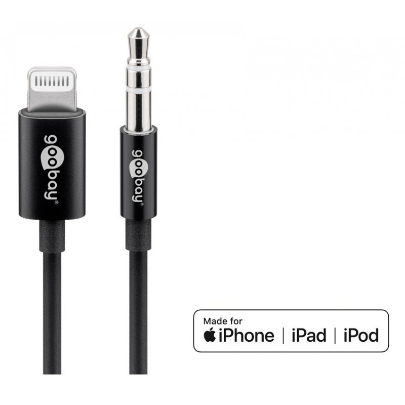 Cable Lightning Goobay compatible vers Jack 3,5mm 1m (Noir)