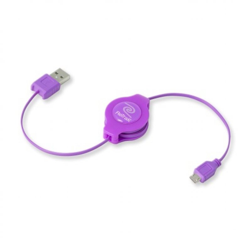 Cable USB - micro USB 1m Retractable (Mauve)
