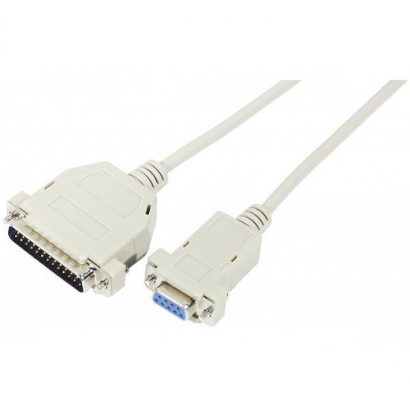 Cable Null Modem (Laplink) 1x DB9 Femelle & 1x DB25 Male