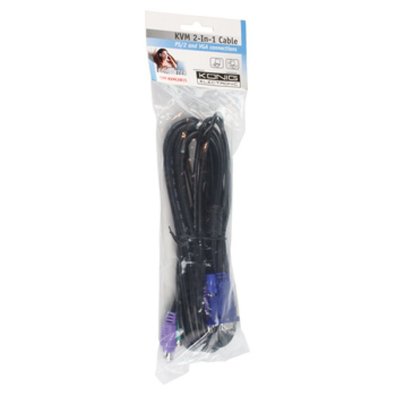 König VGA + 2x PS/2 KVM cable Blue, Green, Purple, Black 3 m