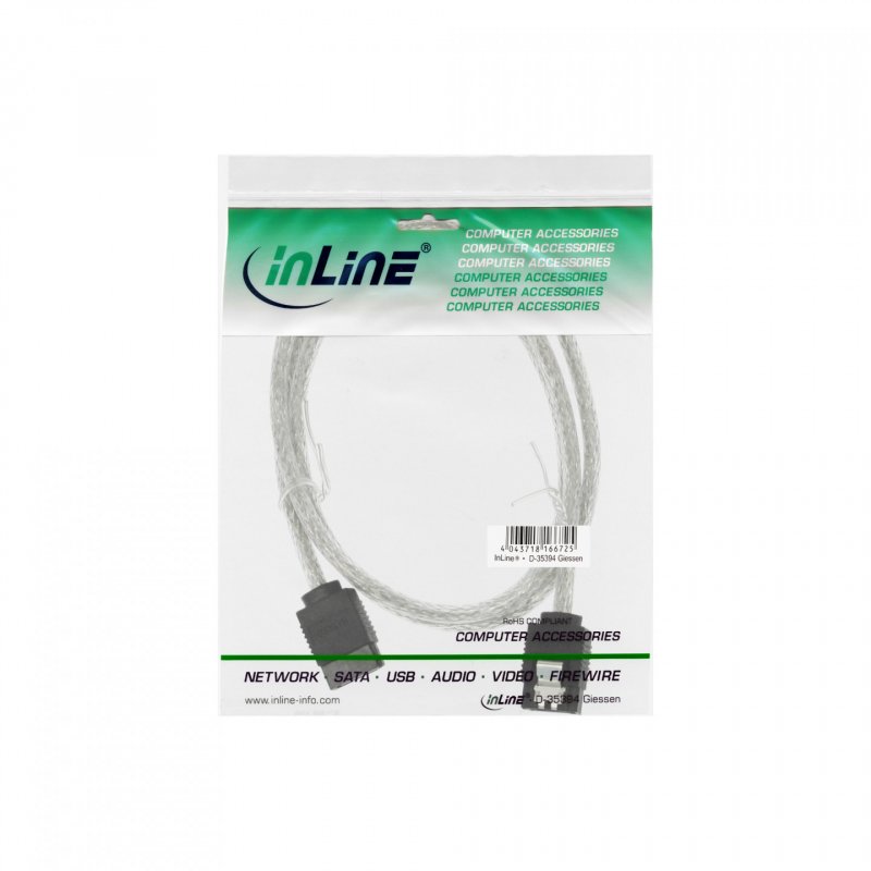 InLine SATA III (6Gb/s) Kabel rund, transparent - 0,3m