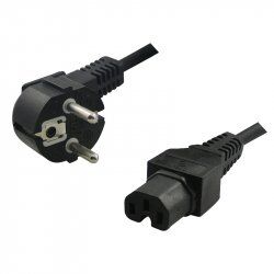 Cable d'Alimentation LogiLink compatible C15 vers CEE7 F (prise standard) 90° 2m (Noir)