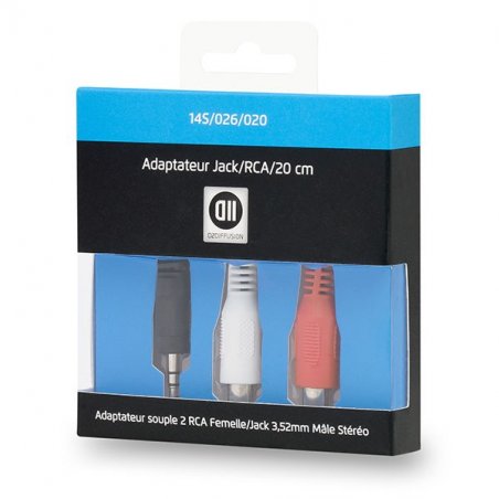 Adaptateur  D2 Diffusion compatible Audio Jack 3"sup1/2/sup vers 2 x RCA F 0.2m