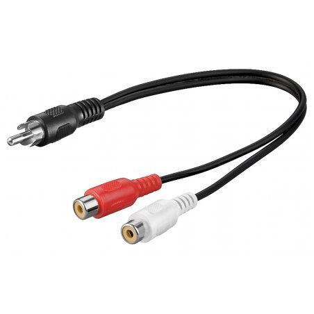 Adaptateur Jack 3"1/2 Goobay compatible vers 2x RCA M/F 20cm (Noir)