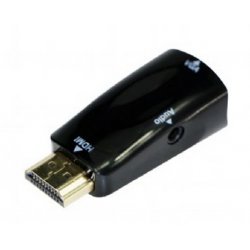 Convertisseur Gembird compatible HDMI mâle (Type A) 1.2 vers VGA femelle (D-sub DE-15) avec câble jack 3,5mm (Noir)