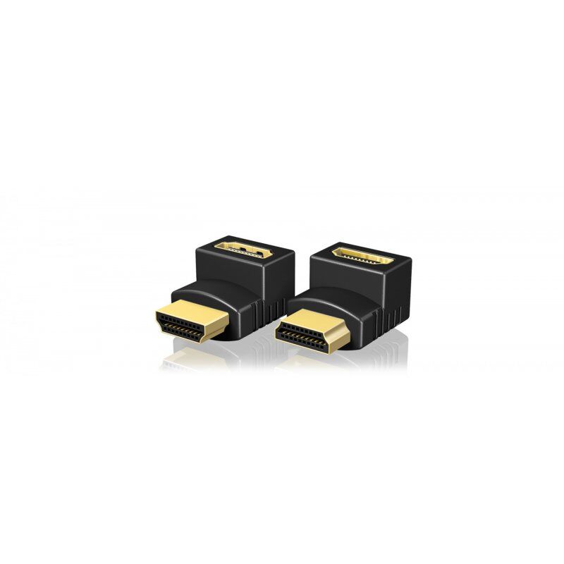 Adaptateur HDMI mâle (Type A) Icy Box compatible vers HDMI femelle (Type A) Coudé à 90° (Noir)